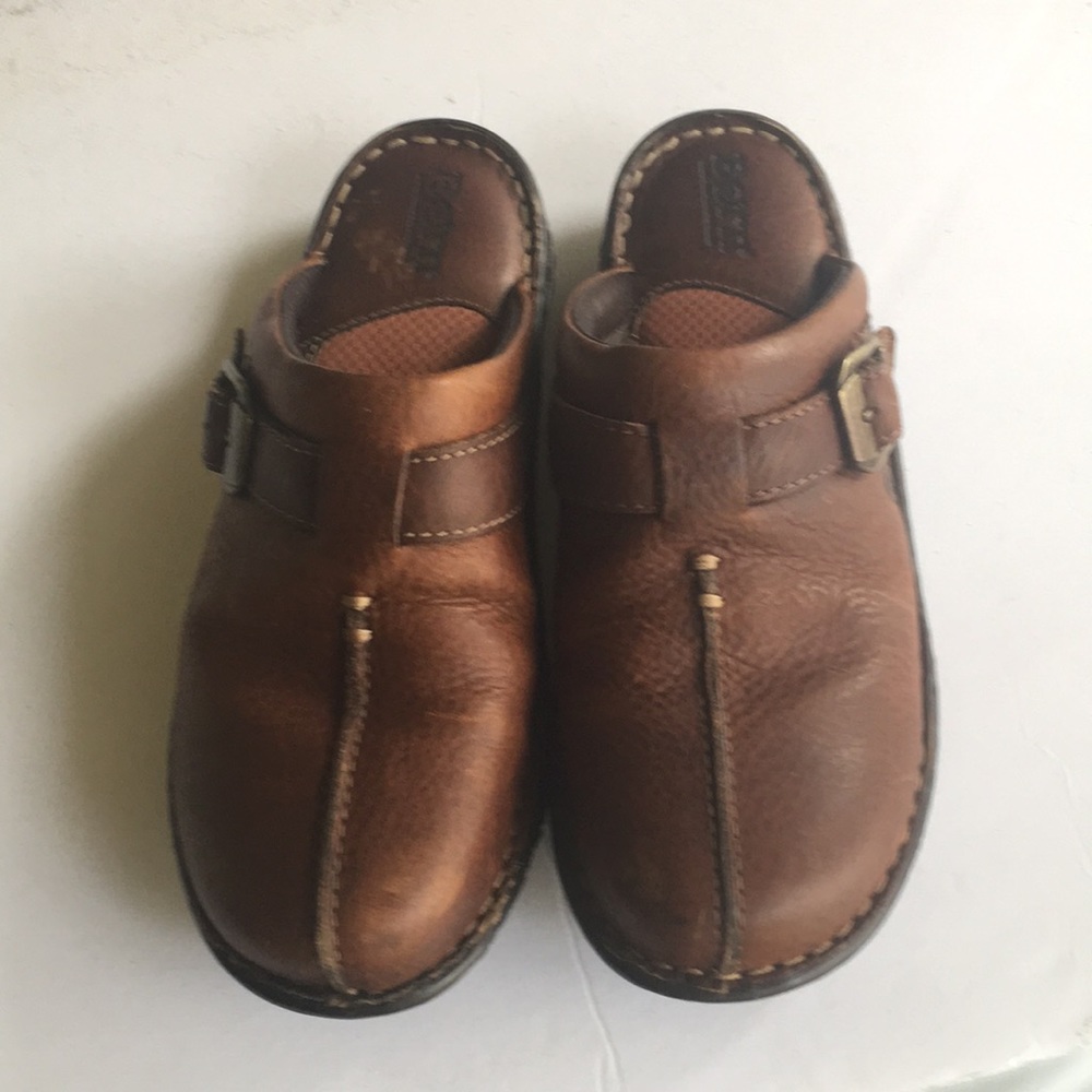 BORN Brown Leather Clogs/Mules